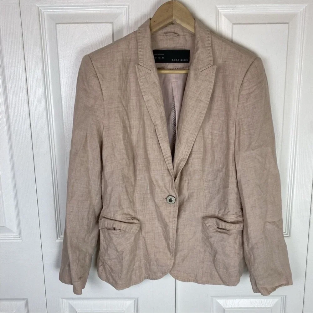 ⛱️Zara - Blush Pink 100% Linen Blazer - XL
